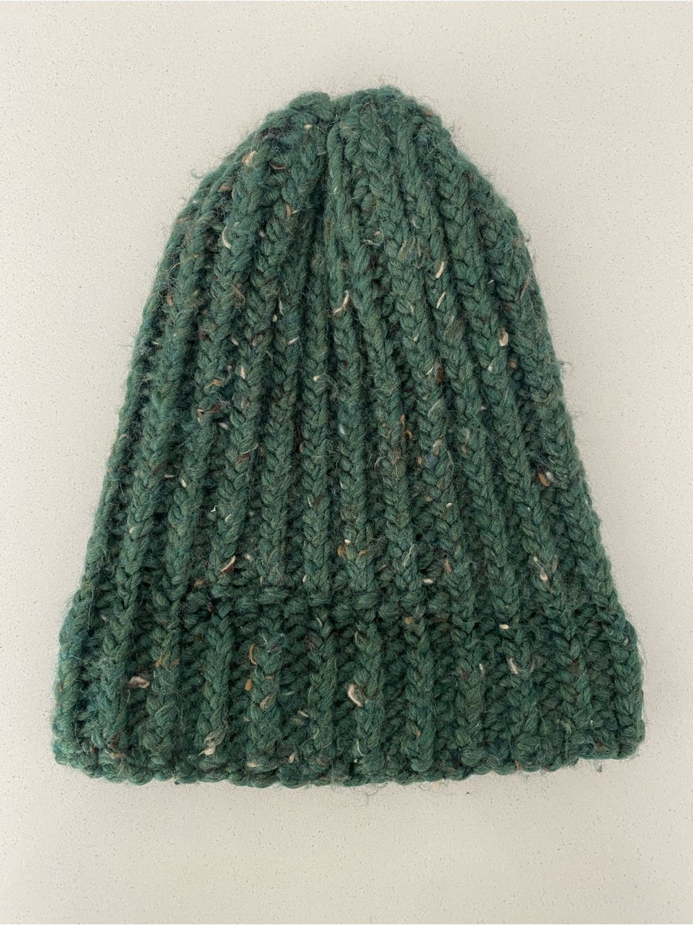 Chunky Green Hand Knit Cuffed Beanie - Picture 3 of 7